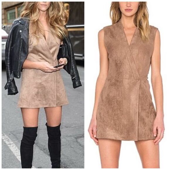 BCBGMaxAzria Dresses & Skirts - BCBGMaxAzria‎ Caryn Faux Suede Light Mocha Mini Dress, Size M, NEVER WORN